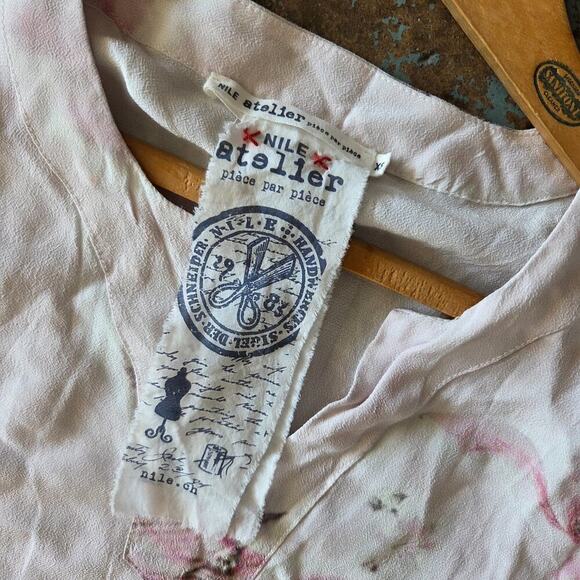 Nile Atelier Piece Par Piece Bell Sleeve Top Size XS Fairy Floral Pink Y2K Style - Picture 5 of 7